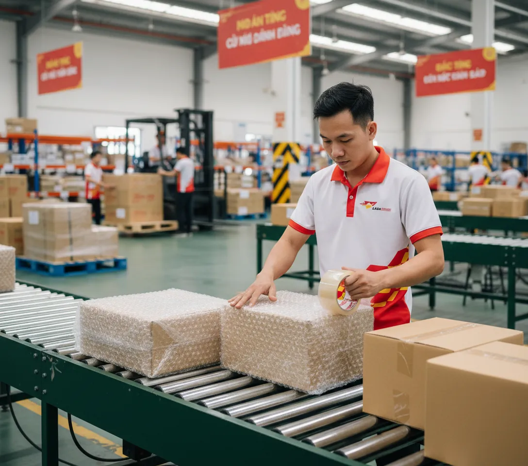 Quy trình đóng gói hàng hóa chuyên nghiệp đảm bảo an toàn khi vận chuyển