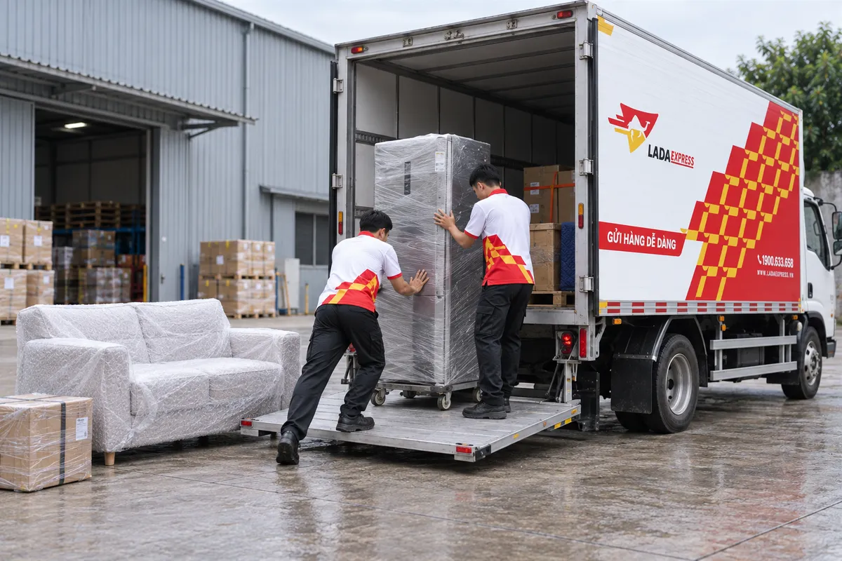 Vận chuyển hàng cồng kềnh liên tỉnh bằng xe tải ghép — nhận kiện đến 2 tấn